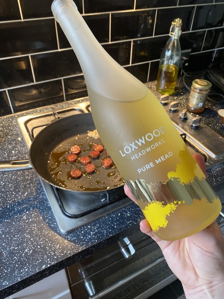 Mead & Honey Chorizo Bites with Loxwood Meadworks Pure Mead.